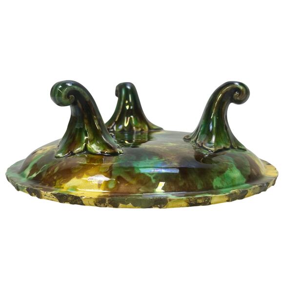 Wedgwood England Antique c. 1870-1890 Majolica Comport Tortoiseshell Glaze-Rare - Picture 12 of 13